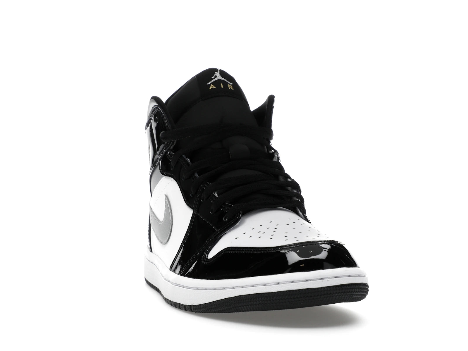 Air Jordan 1 Mid SE Patent Black White Metallic Silver Metallic Gold - view 7