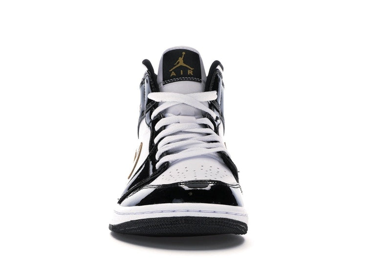 Air Jordan 1 Mid Patent Negro Blanco Dorado - vista 9