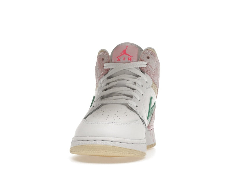 Air Jordan 1 Mid Paint Drip (GS) - White/Green Glow-Arctic Punch - DD1666-100 - 10