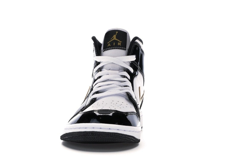 Air Jordan 1 Mid Patent Negro Blanco Dorado - vista 10