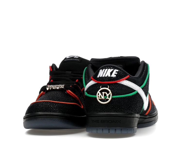 Nike SB Dunk Low Bronx Girls Skate - Black/White/Challenge Red/Total Orange/Lucky Green/Smoke Grey - HV1664-001 - 11