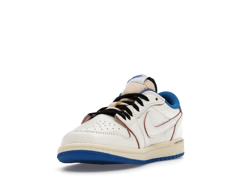 Air Jordan 1 Retro Low OG SP Fragment X Travis Scott Sail Military Blue (Enfant) - Sail/Black/Muslin/Military Blue - DO5442-104 - 12