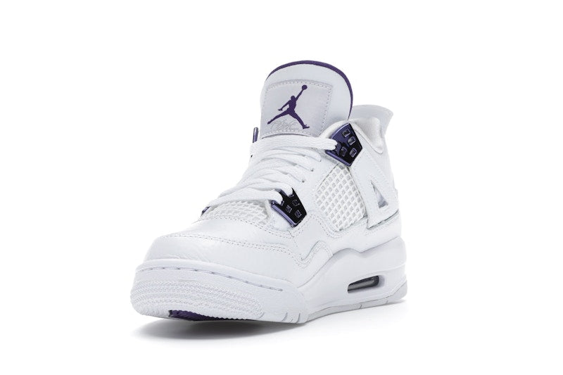 Air Jordan 4 Retro Metallic Purple (GS) - White/Court Purple-Metallic Silver - 408452-115 - 12