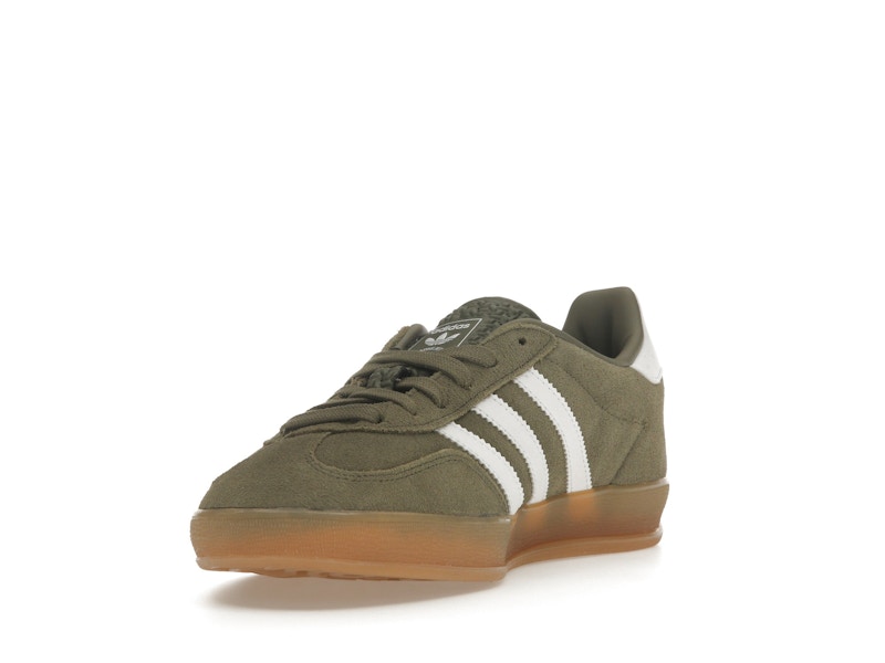 adidas Gazelle Indoor Olive Strata Cloud White Gum - Olive Strata/Cloud White/Gold Metallic - JQ0174 - 12