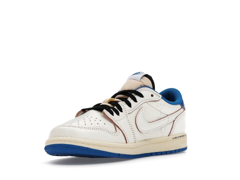 Air Jordan 1 Retro Low OG SP Fragment X Travis Scott Sail Military Blue (Enfant) - Sail/Black/Muslin/Military Blue - DO5442-104 - 13