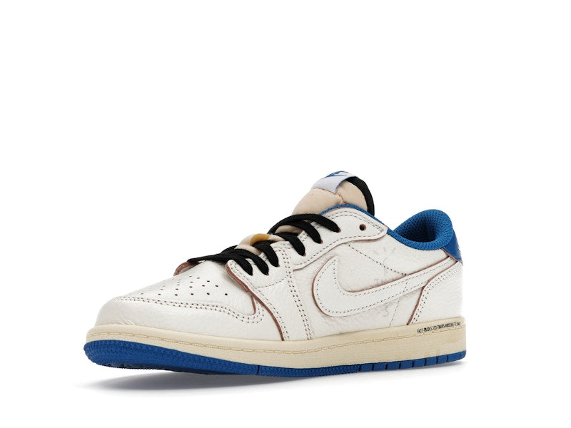 Air Jordan 1 Retro Low OG SP Fragment X Travis Scott Sail Military Blue (Enfant) - Sail/Black/Muslin/Military Blue - DO5442-104 - 14