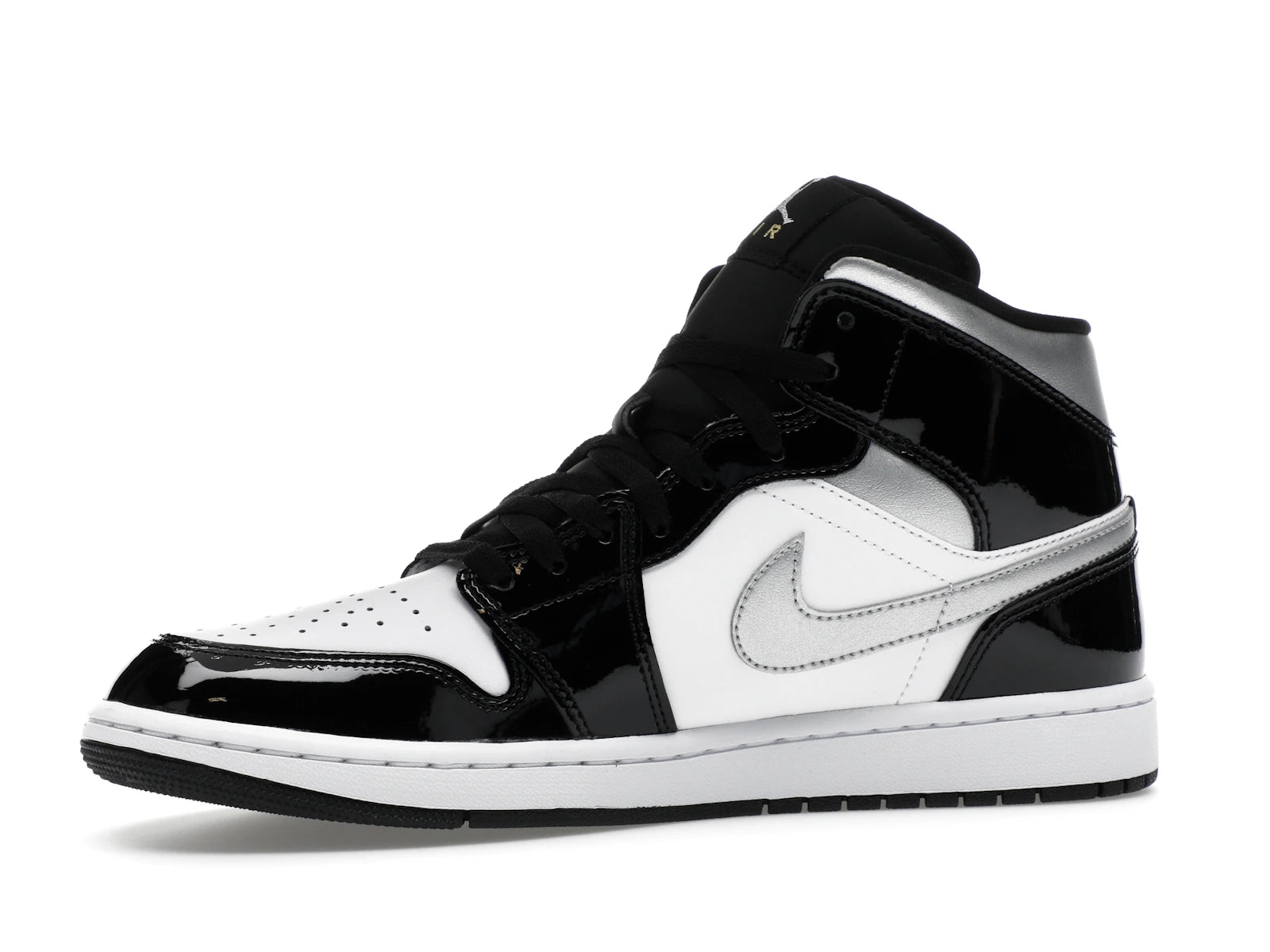 Air Jordan 1 Mid SE Patent Black White Metallic Silver Metallic Gold - view 16