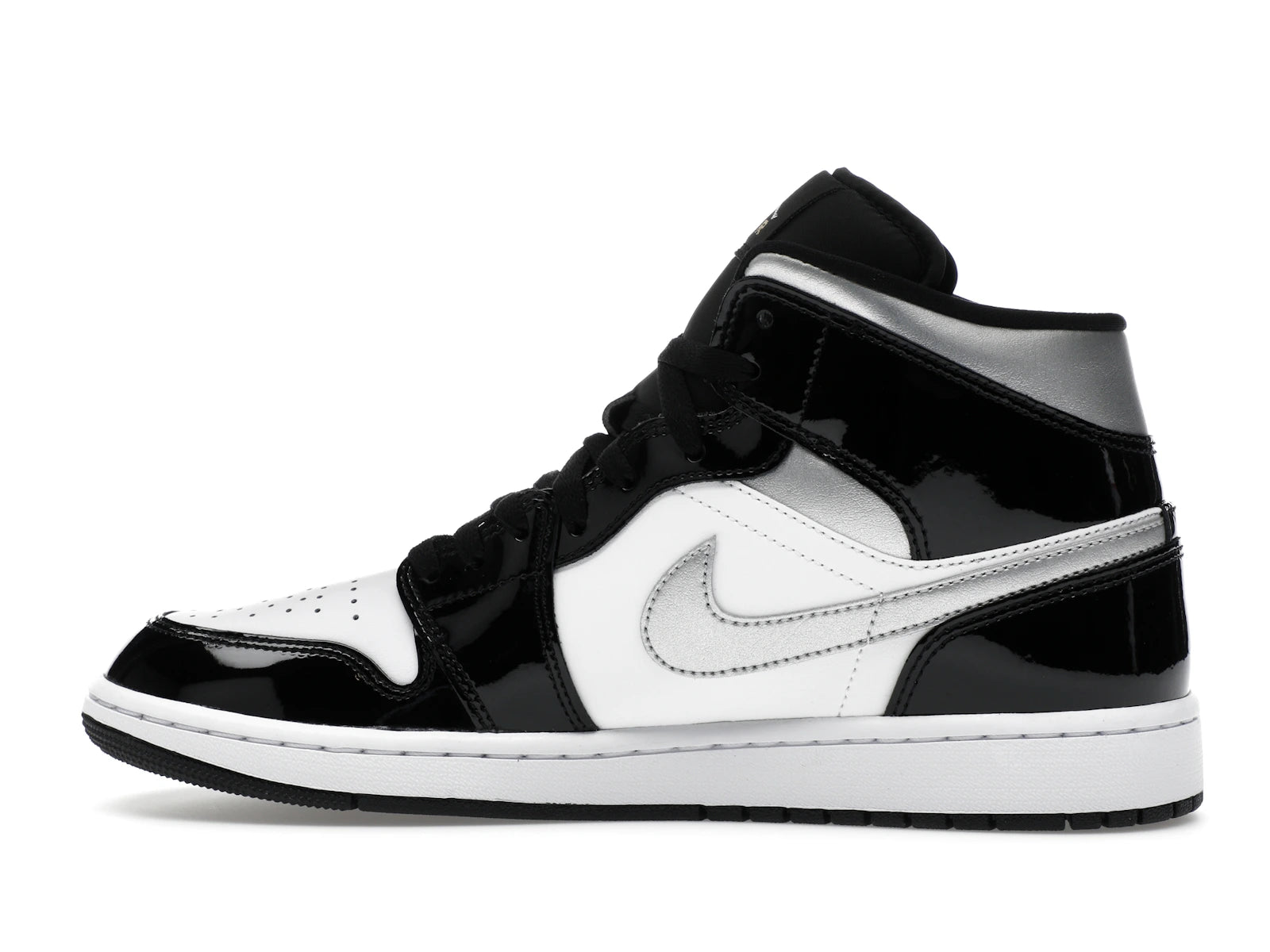 Air Jordan 1 Mid SE Patent Black White Metallic Silver Metallic Gold - view 19