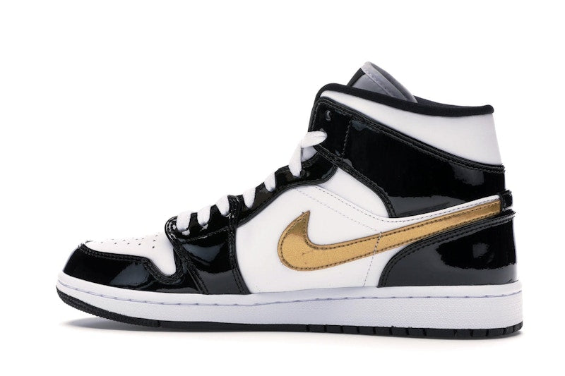 Air Jordan 1 Mid Patent Negro Blanco Dorado - vista 20