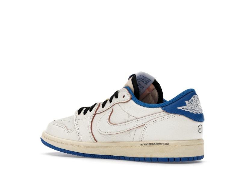 Air Jordan 1 Retro Low OG SP Fragment X Travis Scott Sail Military Blue (Enfant) - Sail/Black/Muslin/Military Blue - DO5442-104 - 22