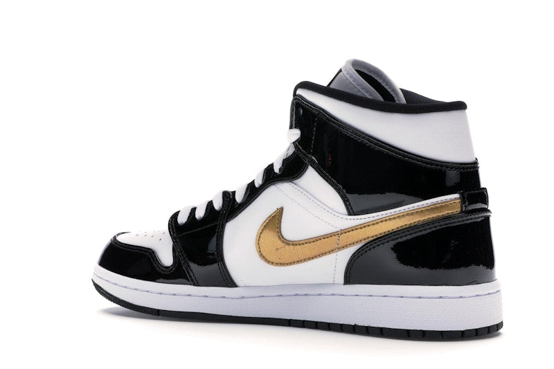 Air Jordan 1 Mid Patent Negro Blanco Dorado - vista 22