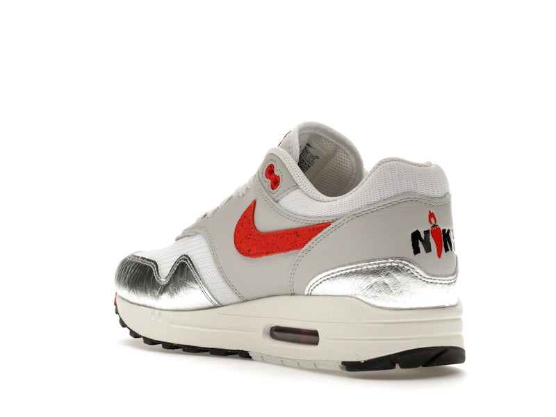 Nike Air Max 1 PRM SE Hot Sauce - White/Chile Red-Metallic Silver-Neutral Grey-Sail-Fir - HF7746-100 - 23