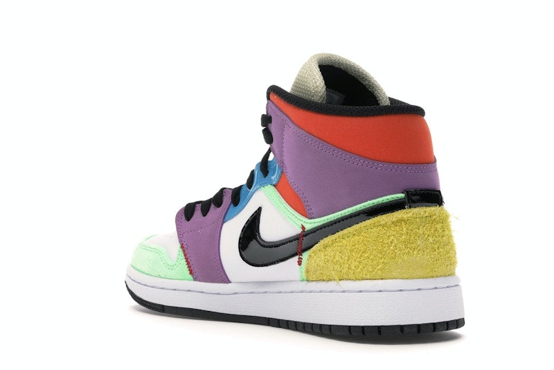 Air Jordan 1 Mid SE Multi Color (W) - White/Black-Lightbulb-Team Orange - CW1140-100 - 23