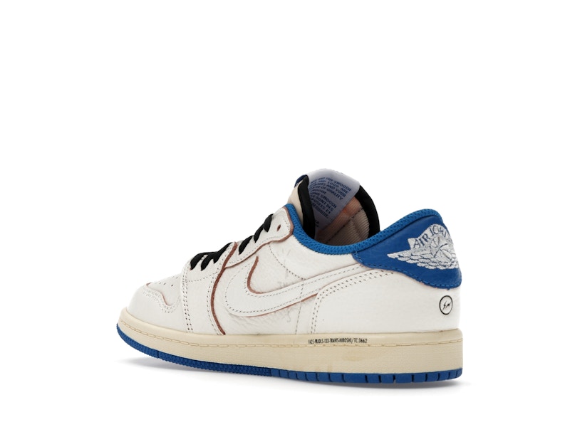 Air Jordan 1 Retro Low OG SP Fragment X Travis Scott Sail Military Blue (Enfant) - Sail/Black/Muslin/Military Blue - DO5442-104 - 23