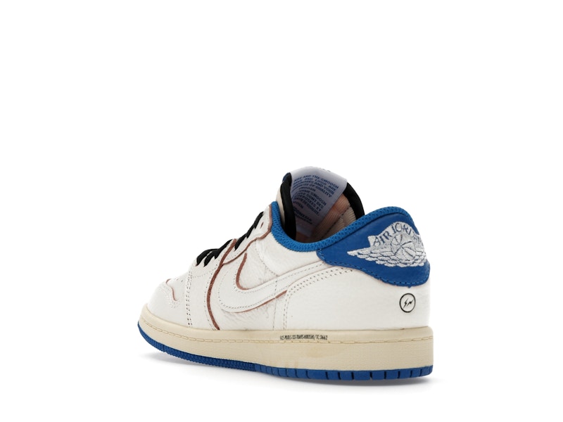Air Jordan 1 Retro Low OG SP Fragment X Travis Scott Sail Military Blue (Enfant) - Sail/Black/Muslin/Military Blue - DO5442-104 - 24