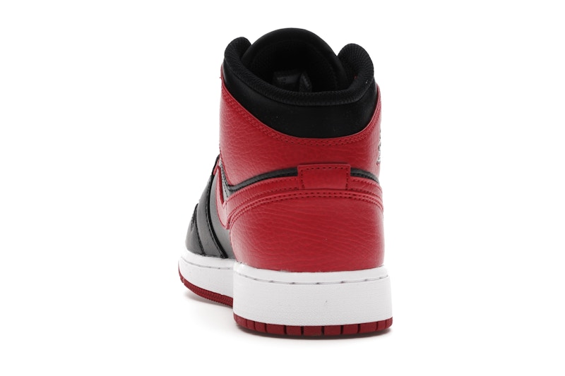 Air Jordan 1 Mid Banned (2020) (GS) - Black/Gym Red-White - 554725-074 - 26
