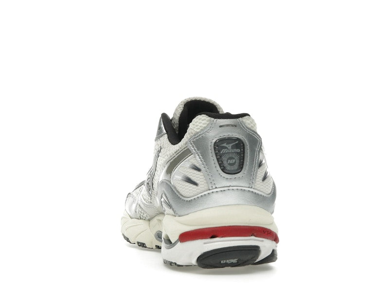 Mizuno Wave Rider 10 White Black Rythmic Red - vue 27