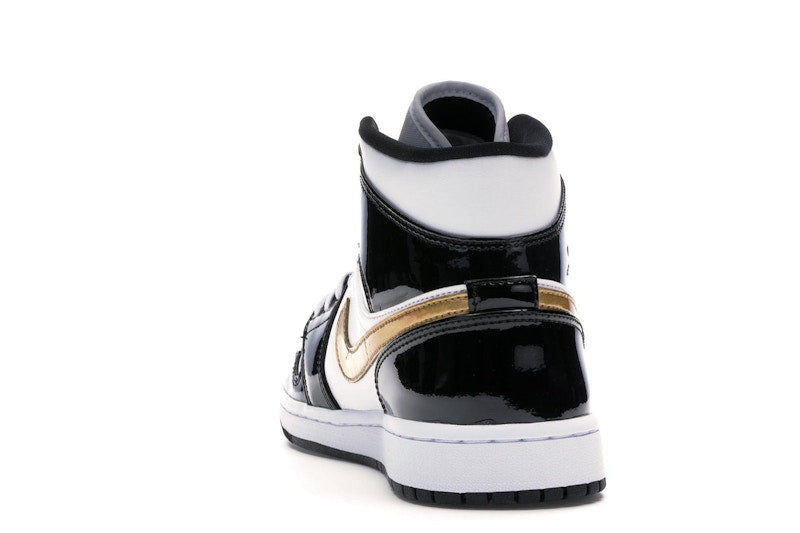 Air Jordan 1 Mid Patent Negro Blanco Dorado - vista 26