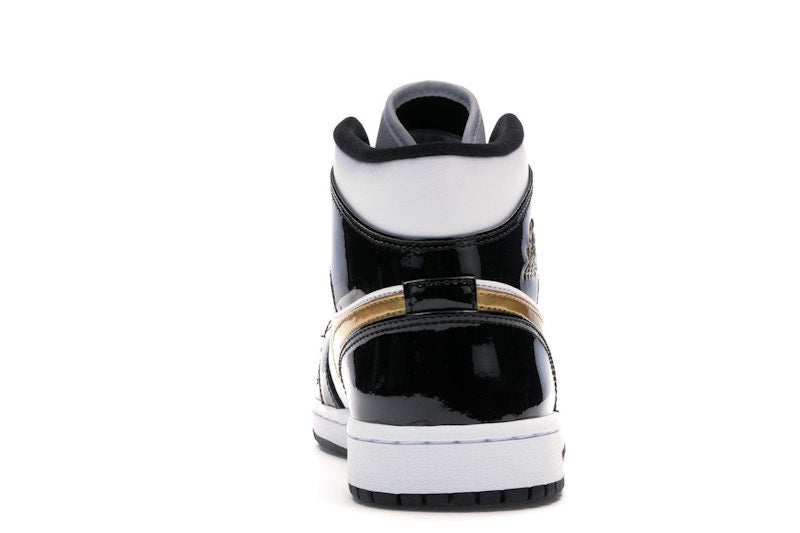 Air Jordan 1 Mid Patent Negro Blanco Dorado - vista 27