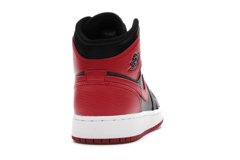 Air Jordan 1 Mid Banned (2020) (GS) - Black/Gym Red-White - 554725-074 - 28