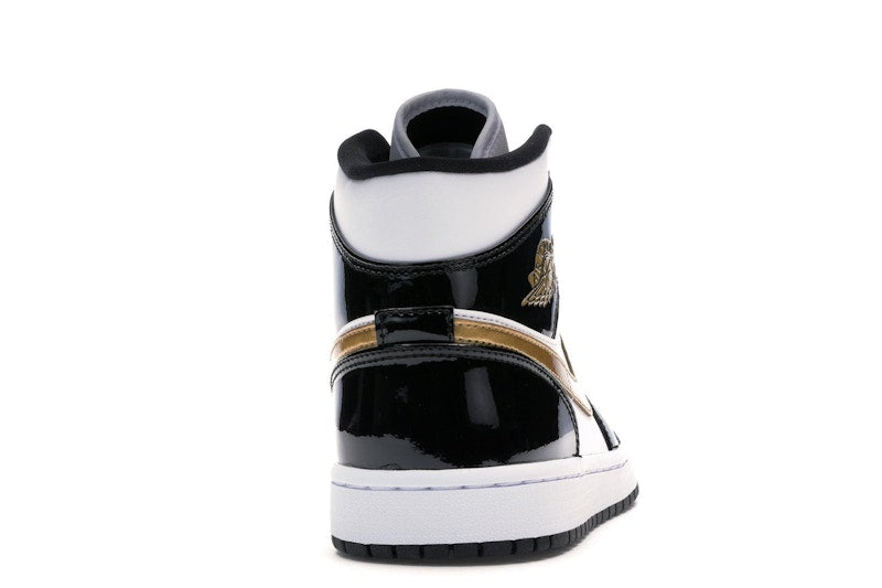 Air Jordan 1 Mid Patent Negro Blanco Dorado - vista 28