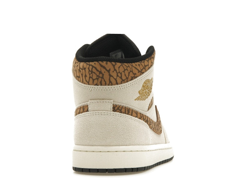 Air Jordan 1 Mid SE Brown Elephant - Light Orewood Brown/White/Light British Tan/Metallic Gold - DZ4129-102 - 28