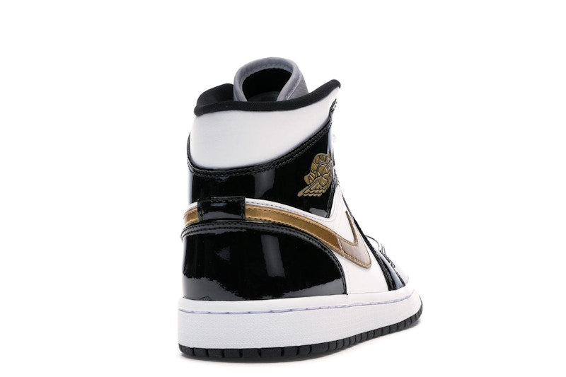Air Jordan 1 Mid Patent Negro Blanco Dorado - vista 29