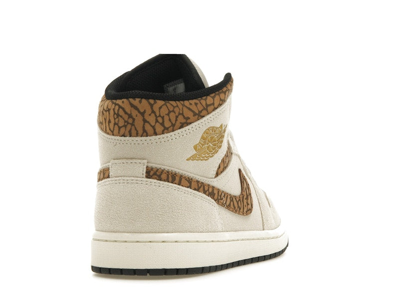 Air Jordan 1 Mid SE Brown Elephant - Light Orewood Brown/White/Light British Tan/Metallic Gold - DZ4129-102 - 29