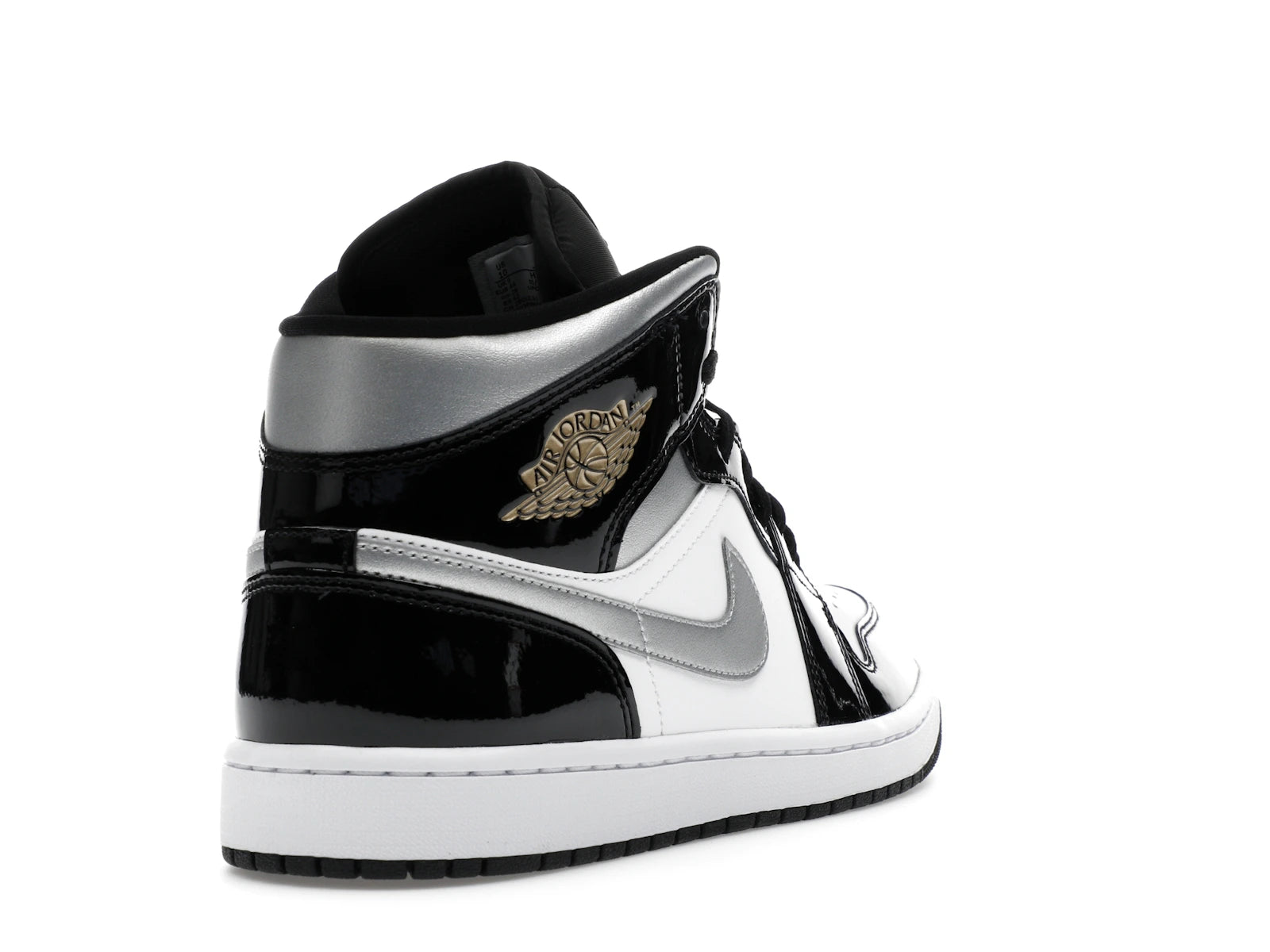 Air Jordan 1 Mid SE Patent Black White Metallic Silver Metallic Gold - view 30
