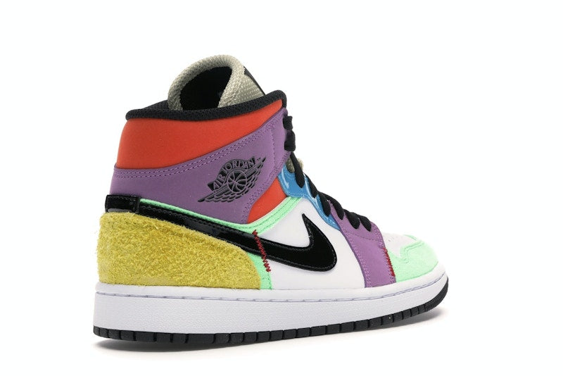 Air Jordan 1 Mid SE Multi Color (W) - White/Black-Lightbulb-Team Orange - CW1140-100 - 31