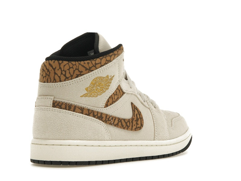 Air Jordan 1 Mid SE Brown Elephant - Light Orewood Brown/White/Light British Tan/Metallic Gold - DZ4129-102 - 31