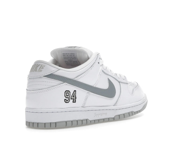 Nike SB Dunk Low Supreme 94 White Metallic Silver - White/Metallic Silver/White - HQ8487-100 - 31