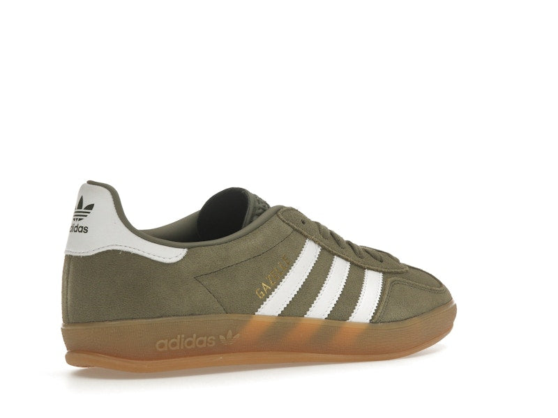 adidas Gazelle Indoor Olive Strata Cloud White Gum - Olive Strata/Cloud White/Gold Metallic - JQ0174 - 32