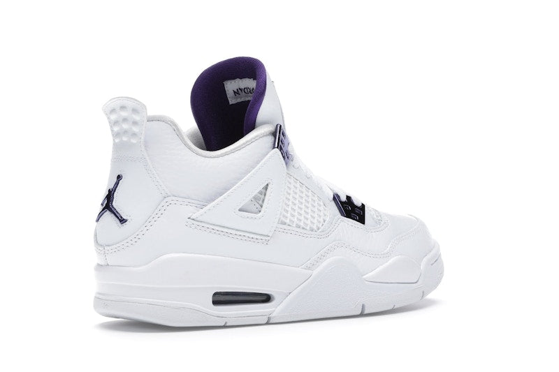 Air Jordan 4 Retro Metallic Purple (GS) - White/Court Purple-Metallic Silver - 408452-115 - 32