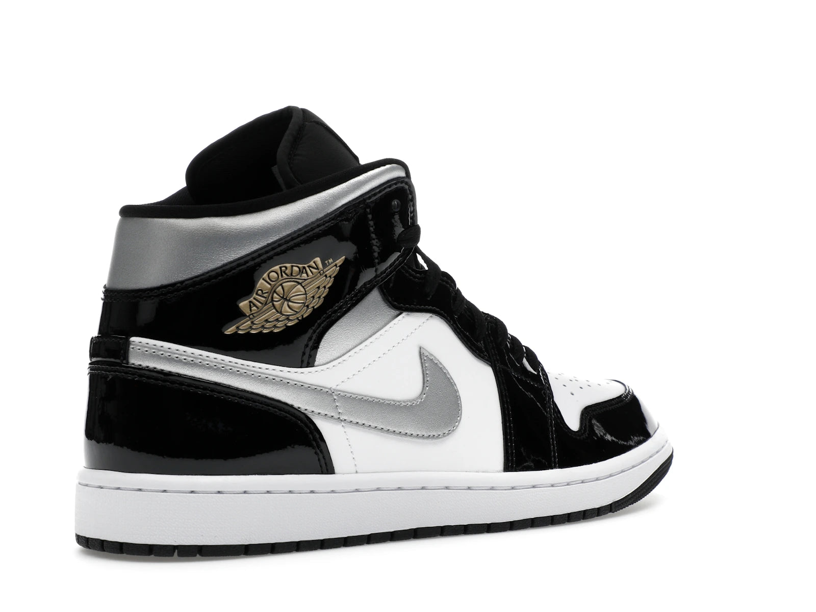 Air Jordan 1 Mid SE Patent Black White Metallic Silver Metallic Gold - view 32