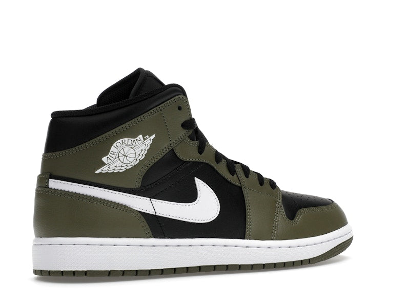 Air Jordan 1 Mid Black White Olive - Black/Medium Olive/Sail/White - DQ8426-092 - 33