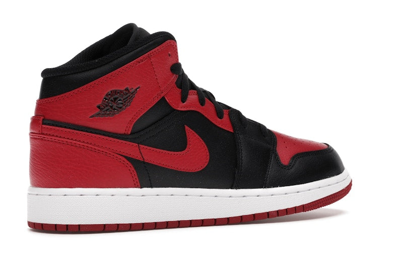 Air Jordan 1 Mid Banned (2020) (GS) - Black/Gym Red-White - 554725-074 - 33