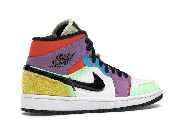 Air Jordan 1 Mid SE Multi Color (W) - White/Black-Lightbulb-Team Orange - CW1140-100 - 33
