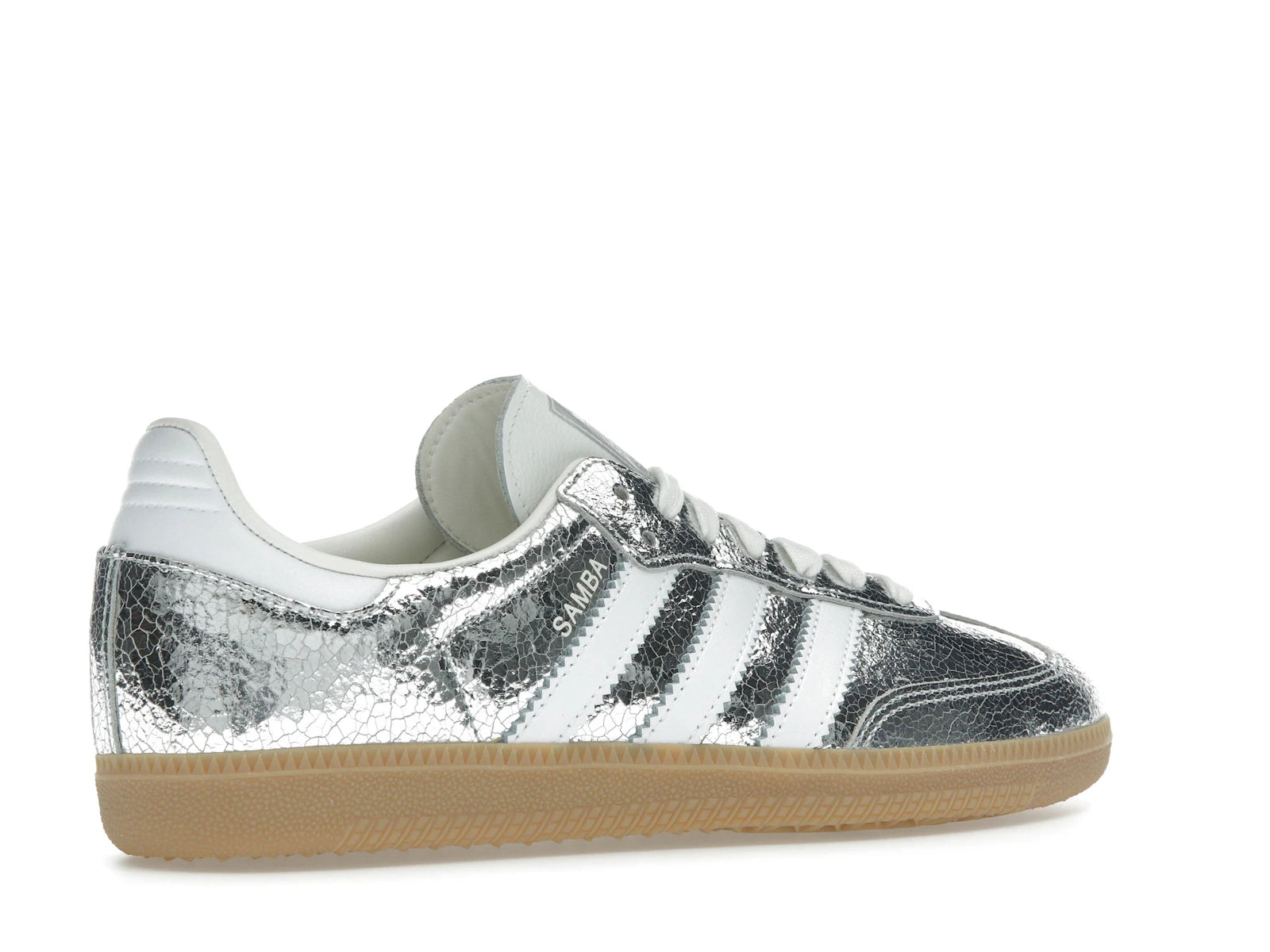 adidas Samba OG Silver Metallic Cracked Leather - JR0035 - 33