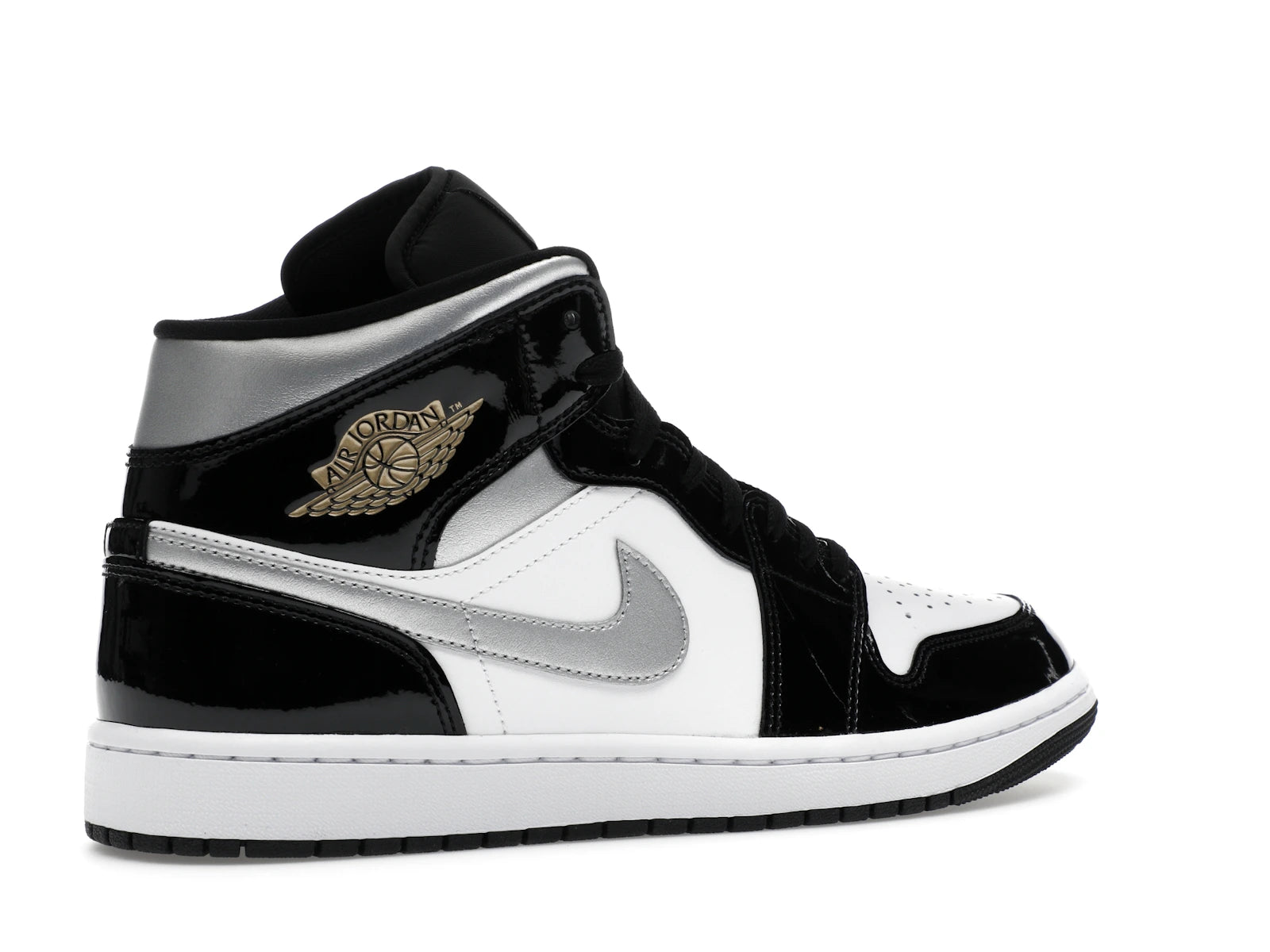 Air Jordan 1 Mid SE Patent Black White Metallic Silver Metallic Gold - view 33