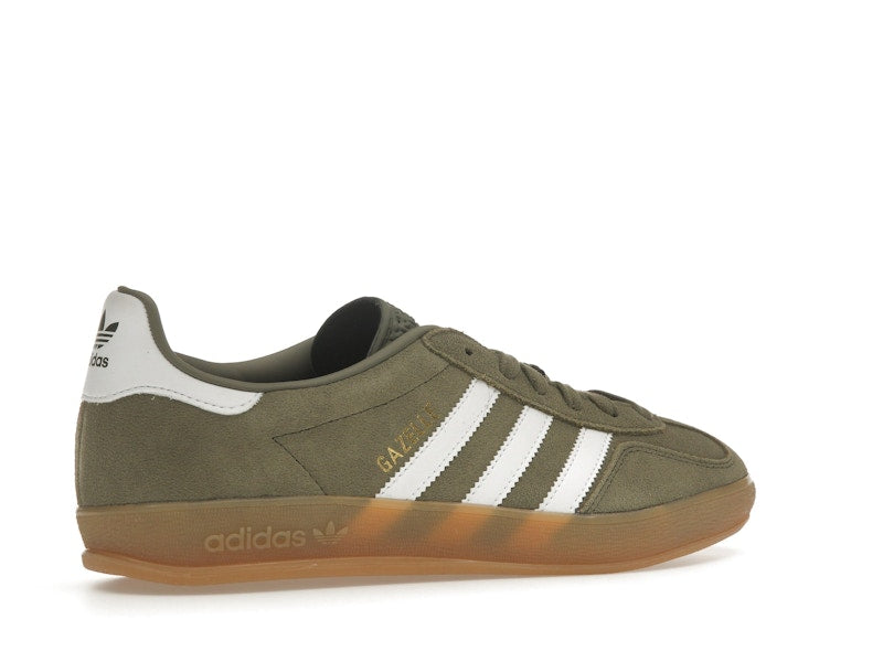adidas Gazelle Indoor Olive Strata Cloud White Gum - Olive Strata/Cloud White/Gold Metallic - JQ0174 - 33