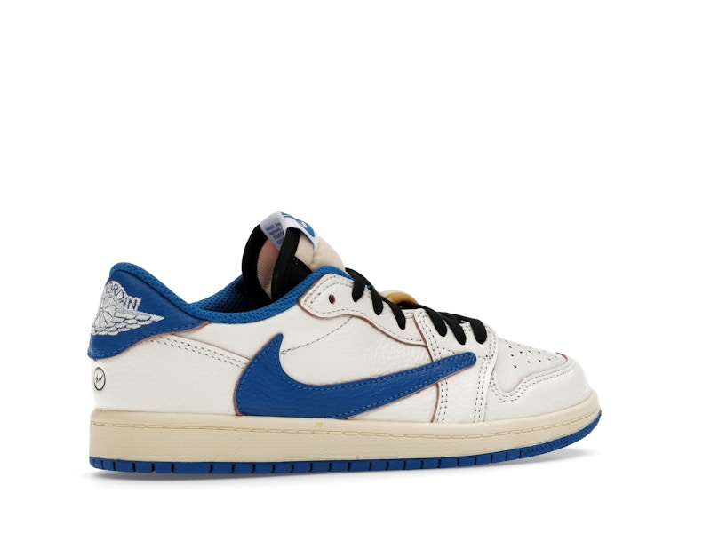 Air Jordan 1 Retro Low OG SP Fragment X Travis Scott Sail Military Blue (Enfant) - Sail/Black/Muslin/Military Blue - DO5442-104 - 33