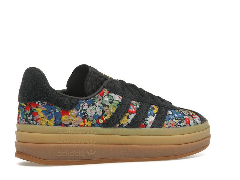adidas Gazelle Bold Liberty London Floral Embroidery (Women's) - Core Black/Supplier Colour/Gold Metallic - JI2572 - 33