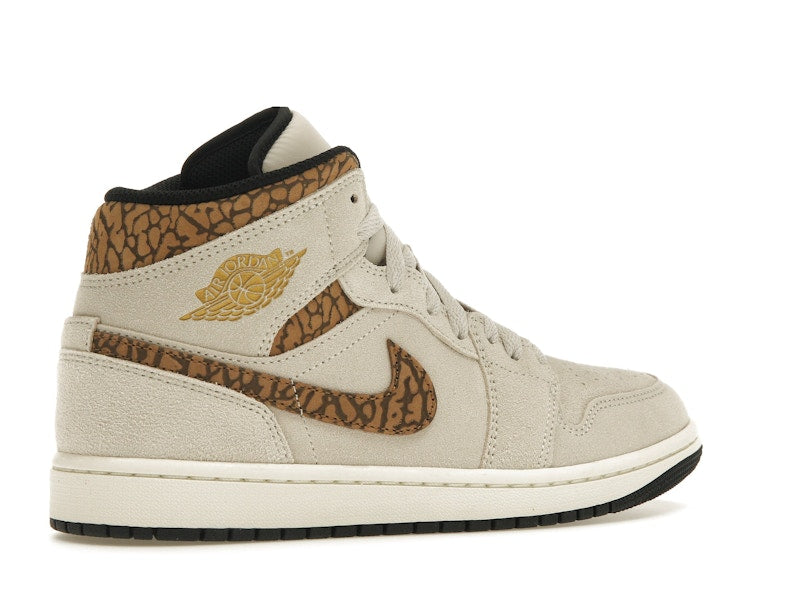 Air Jordan 1 Mid SE Brown Elephant - Light Orewood Brown/White/Light British Tan/Metallic Gold - DZ4129-102 - 33