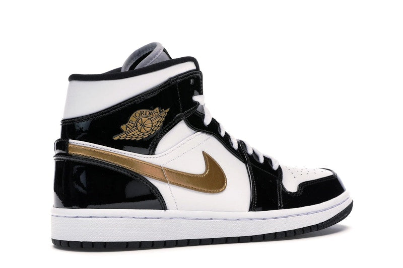 Air Jordan 1 Mid Patent Negro Blanco Dorado - vista 33