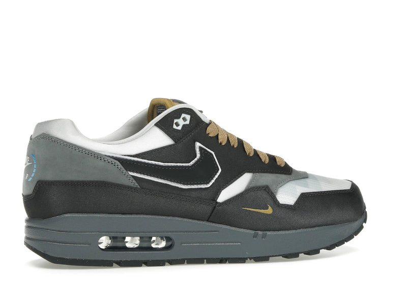 Nike Air Max 1 Swoosh Low Poly Big Head Mode - Dark Smoke Grey/White/Metallic Gold - IB9898-001 - 34