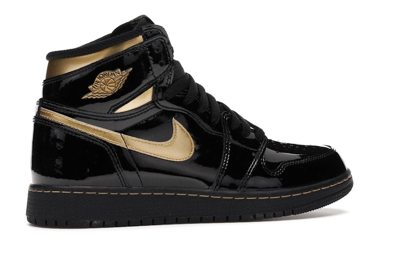 Air Jordan 1 Retro High Black Metallic Gold (2020) (GS) - Black/Black-Metallic Gold - 575441-032 - 34