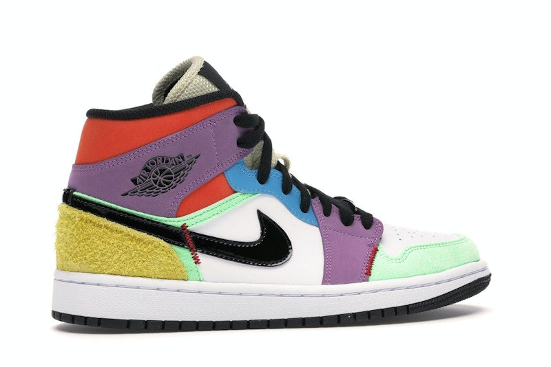 Air Jordan 1 Mid SE Multi Color (W) - White/Black-Lightbulb-Team Orange - CW1140-100 - 34