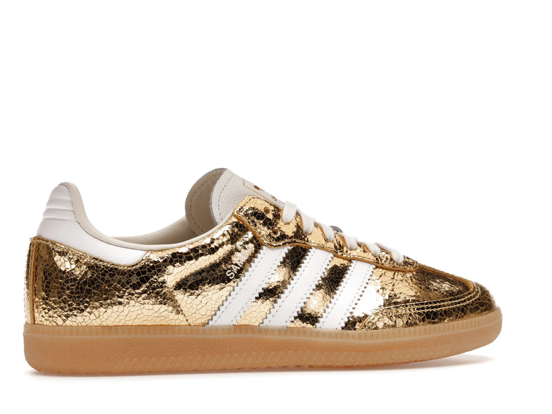 Adidas Samba OG Gold Metallic Cracked Leather - Gold Metallic/White/Core White - KI5719 - 34