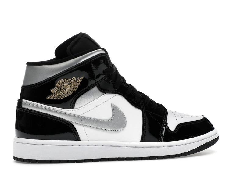 Air Jordan 1 Mid SE Patent Black White Metallic Silver Metallic Gold - Black/White/Metallic Gold/Metallic Silver - HV0789-010 - 34